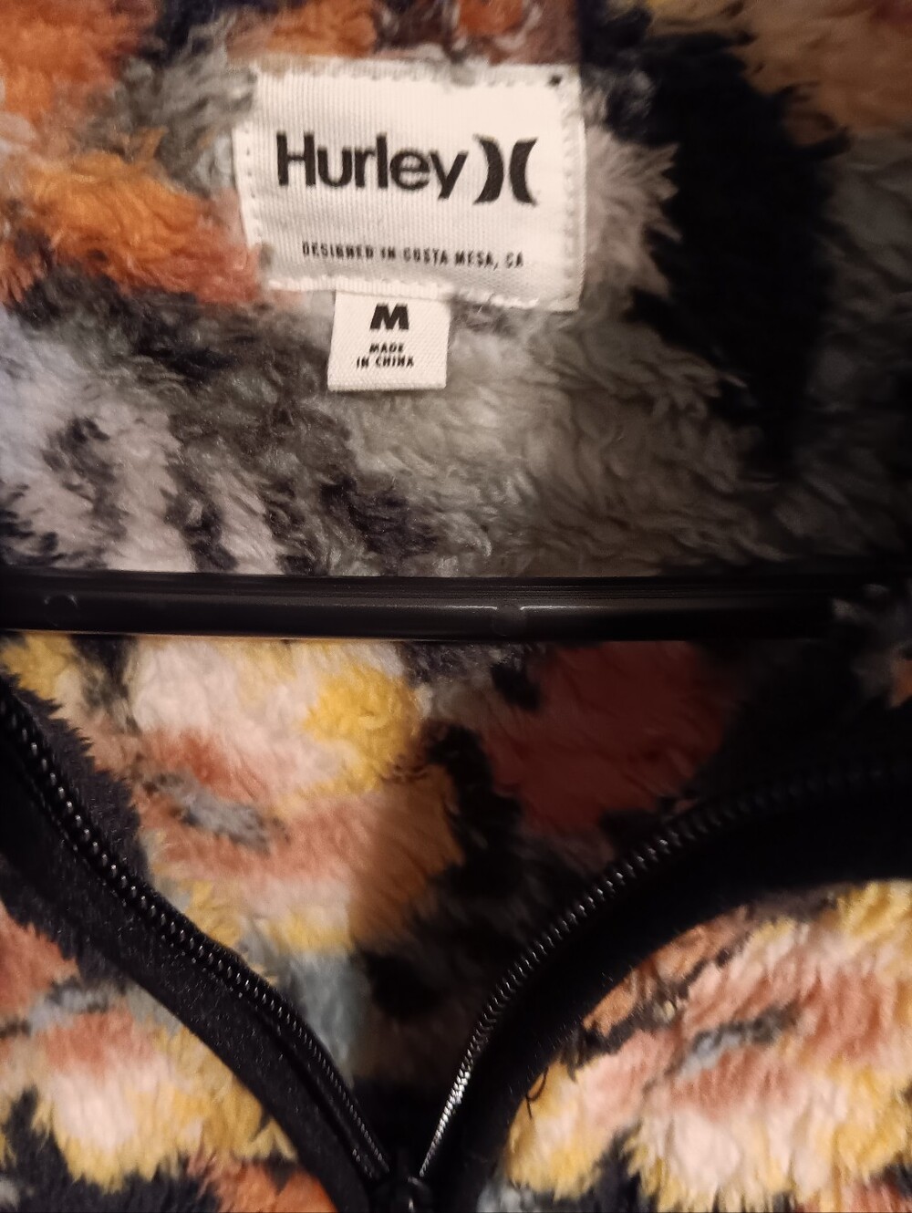 Hurley Multi-Color Floral Fleece Jacket. Medium - Picture 3 of 3